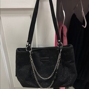 Elegant Black Chain-Detail Shoulder Bag — NWOT!